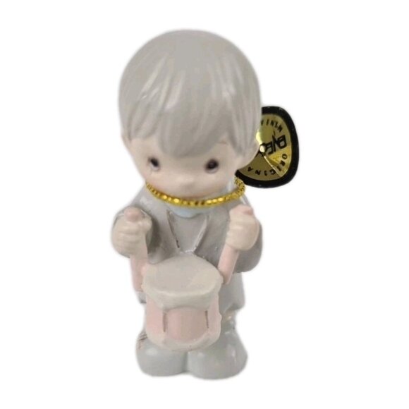 Precious Moments I'll Play My Drum for Him Boy Mini Figurine 613169 Pewter - Picture 1 of 4